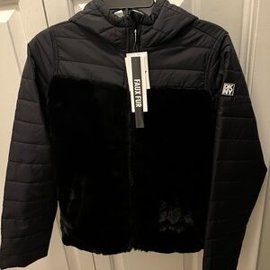 DKNY Black Faux Fur Kids Jacket